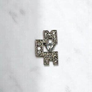 Cubic Zirconia Silver-Tone Womens "Mom" Pendant